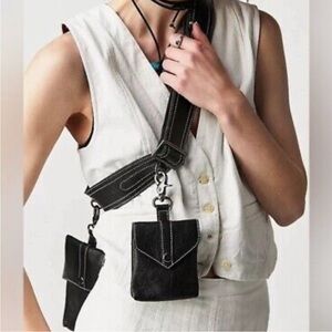 Free People Black leather hogan sling bag